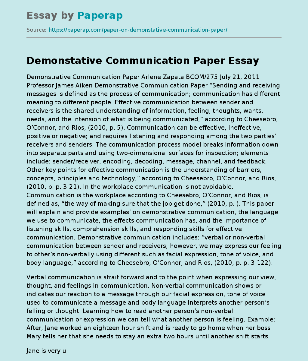 Demonstative Communication Paper