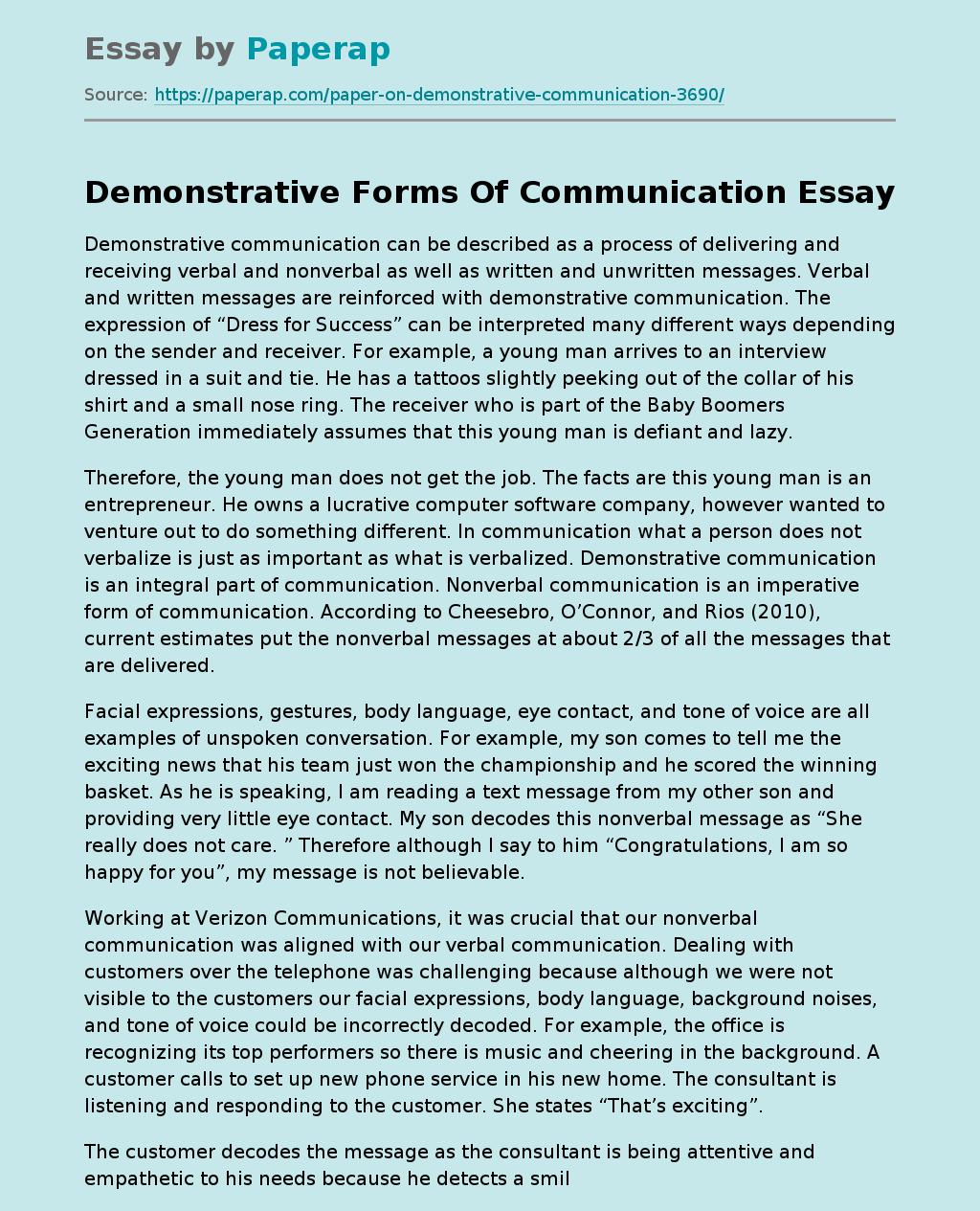 Demonstrative Forms Of Communication