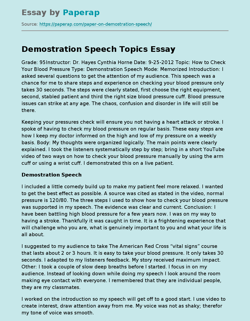 Demostration Speech Topics