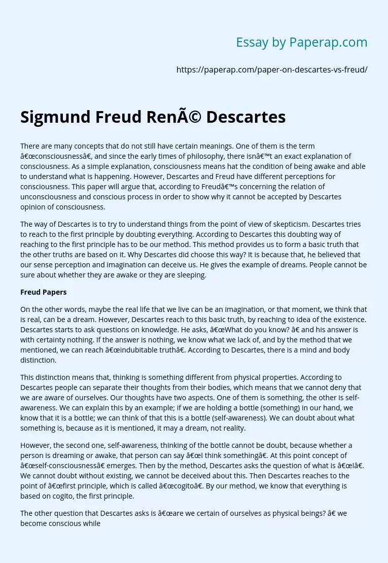 Sigmund Freud René Descartes