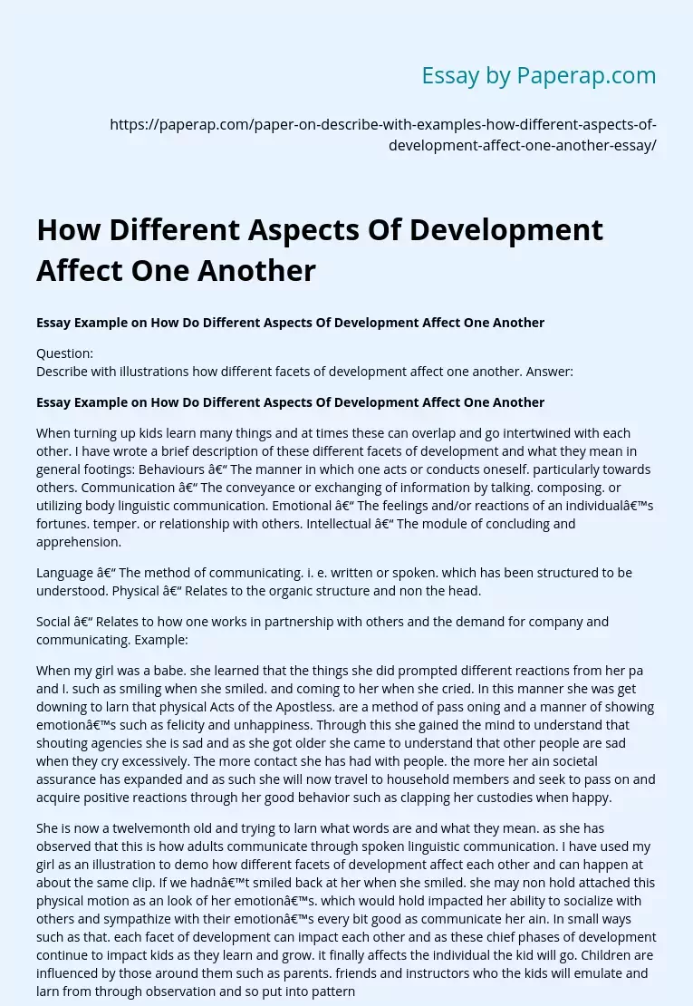 How Different Aspects Of Development Affect One Another