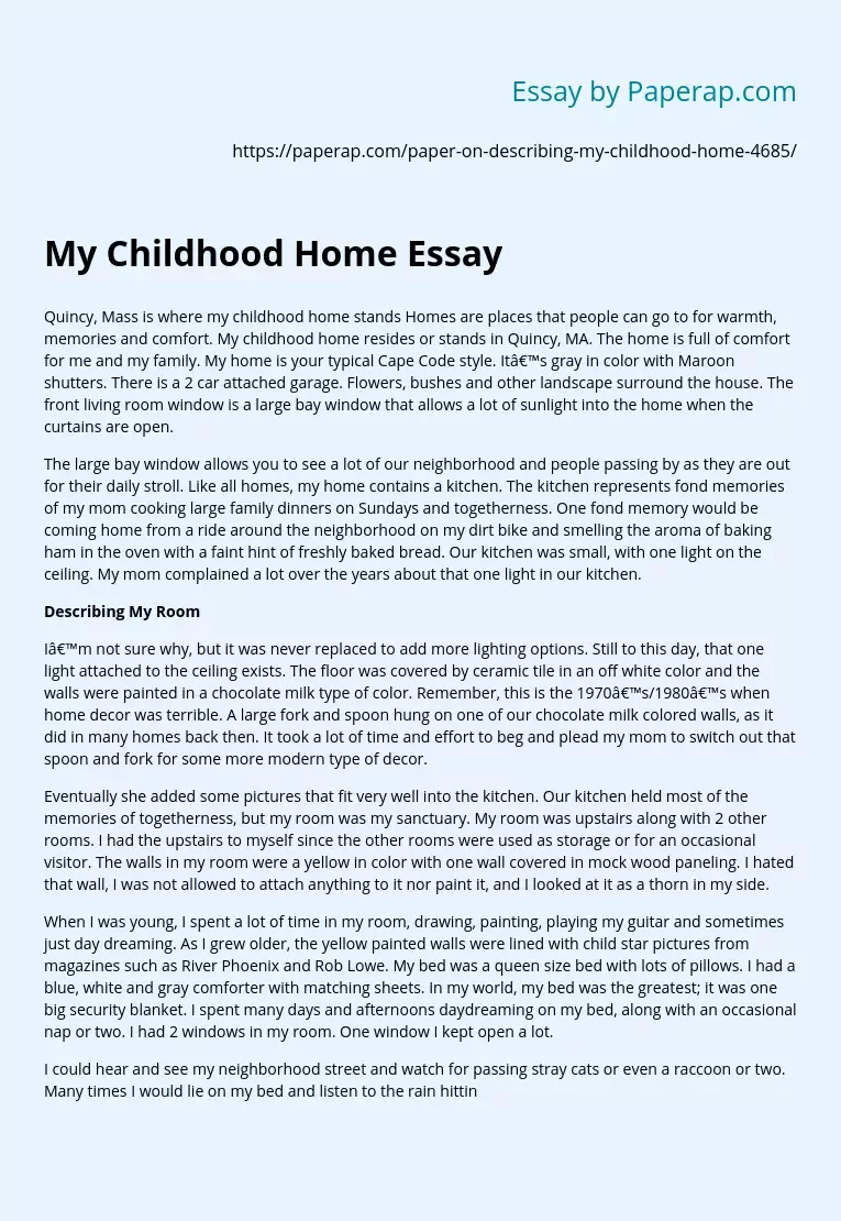 My Childhood Home Essay