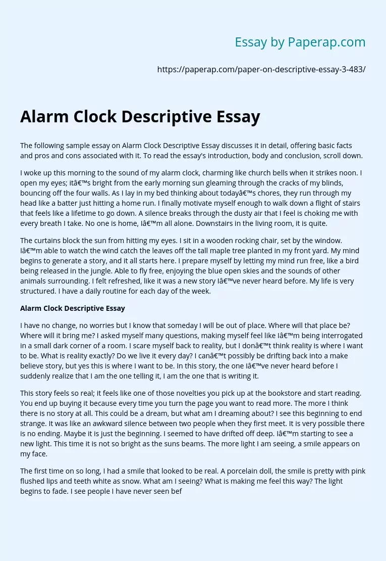 Alarm Clock Descriptive Essay