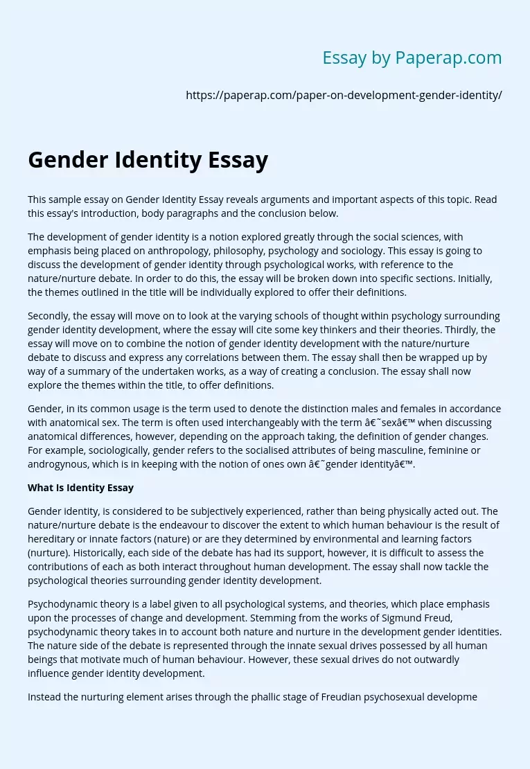 Gender Identity Development Issue