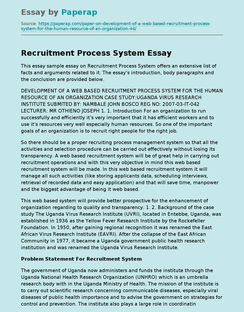 Recruitment Process System