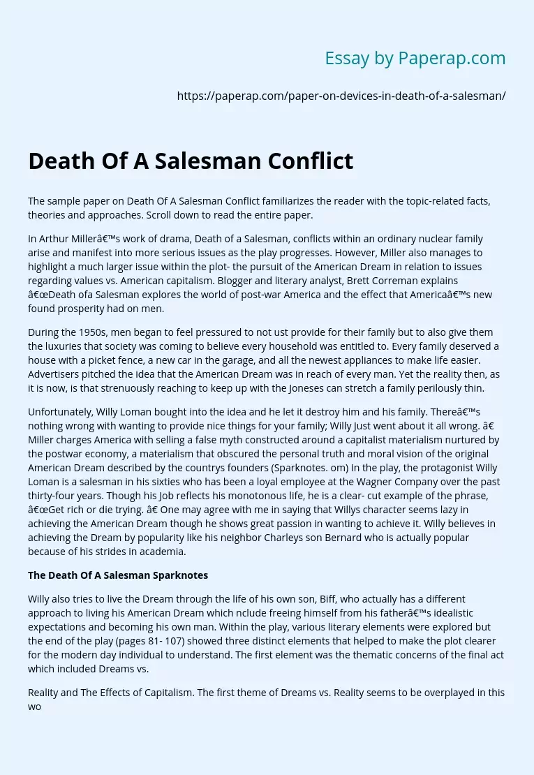 Death Of A Salesman Conflict