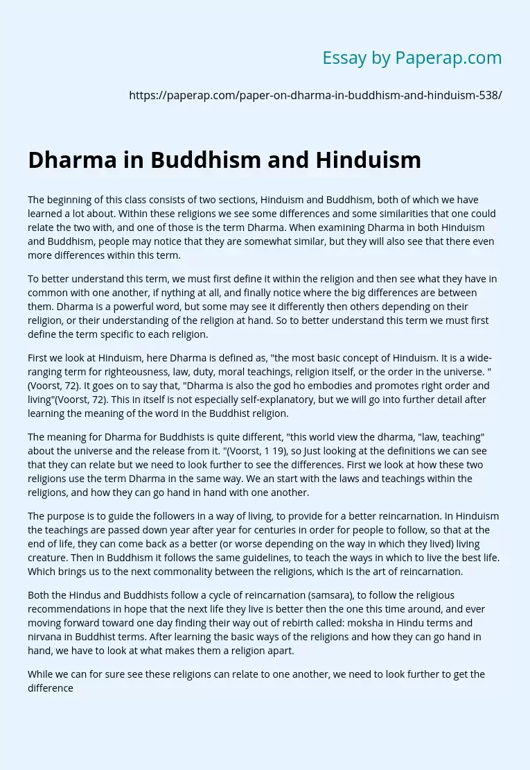 Dharma in Buddhism and Hinduism