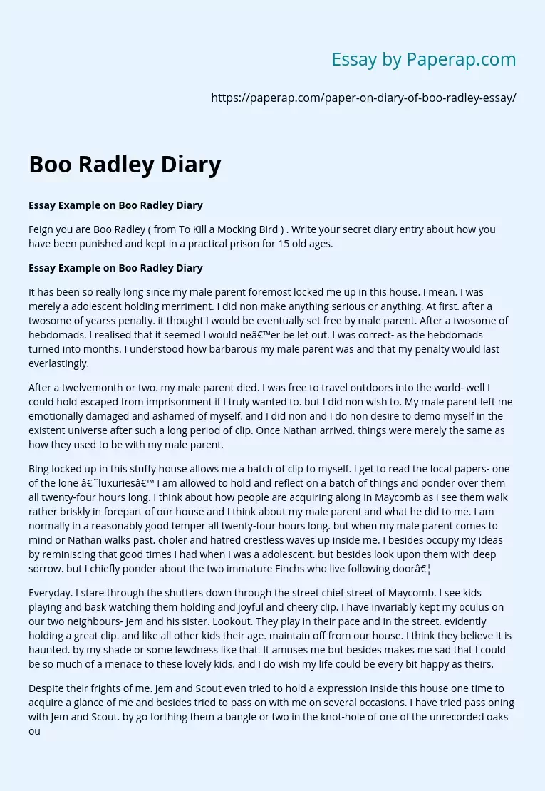 Boo Radley Diary