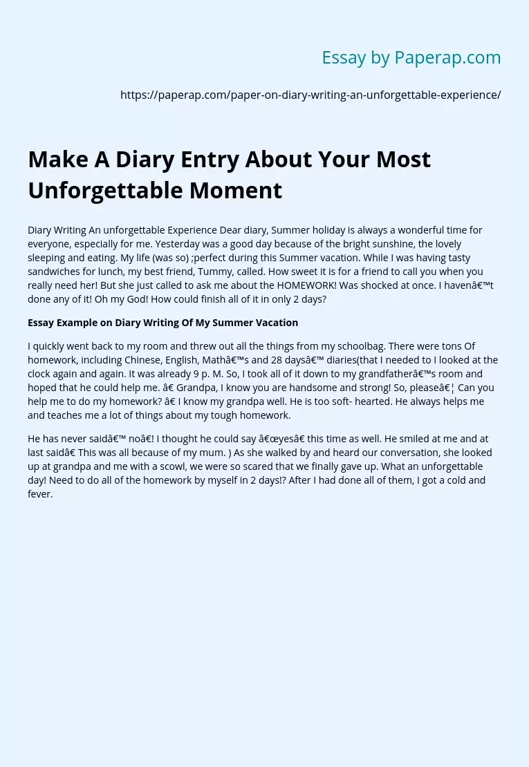 my unforgettable memories essay