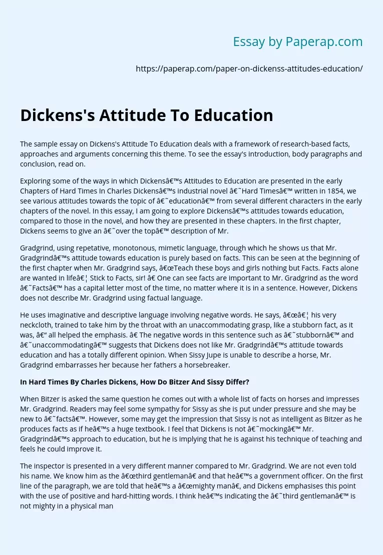 Dickens's Attitude To Education
