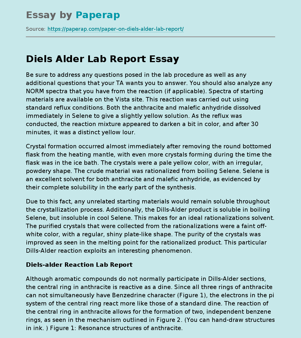 Diels Alder Lab Report