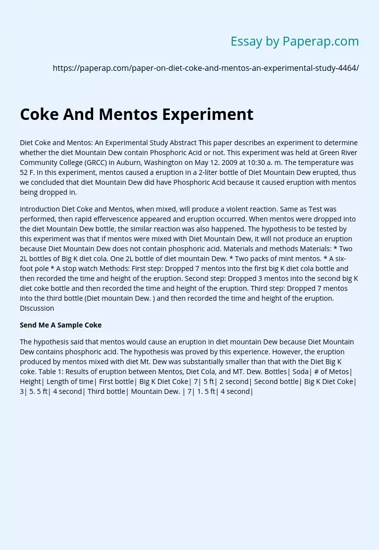 Coke And Mentos Experiment