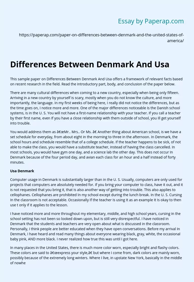 Differences Between Denmark And Usa