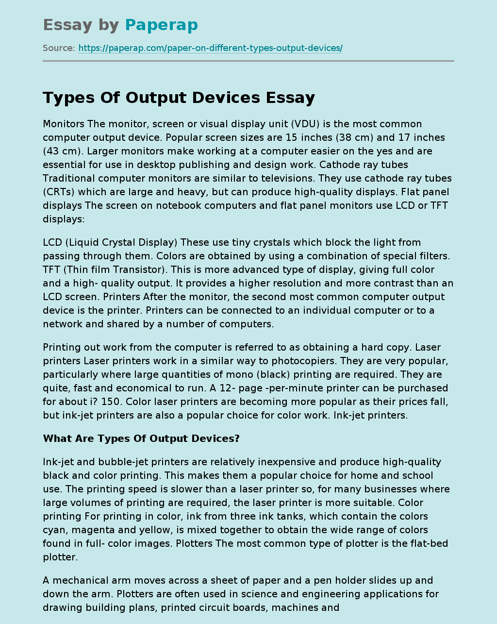 Types Of Output Devices