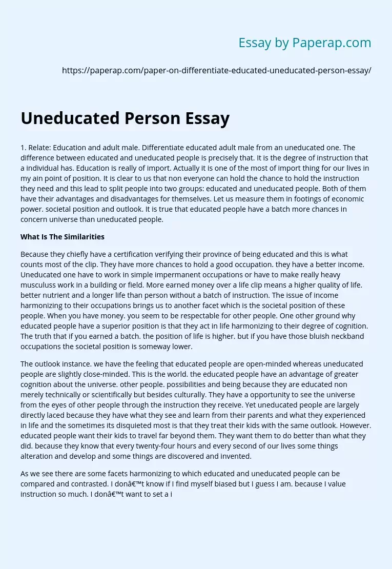 Uneducated Person Essay