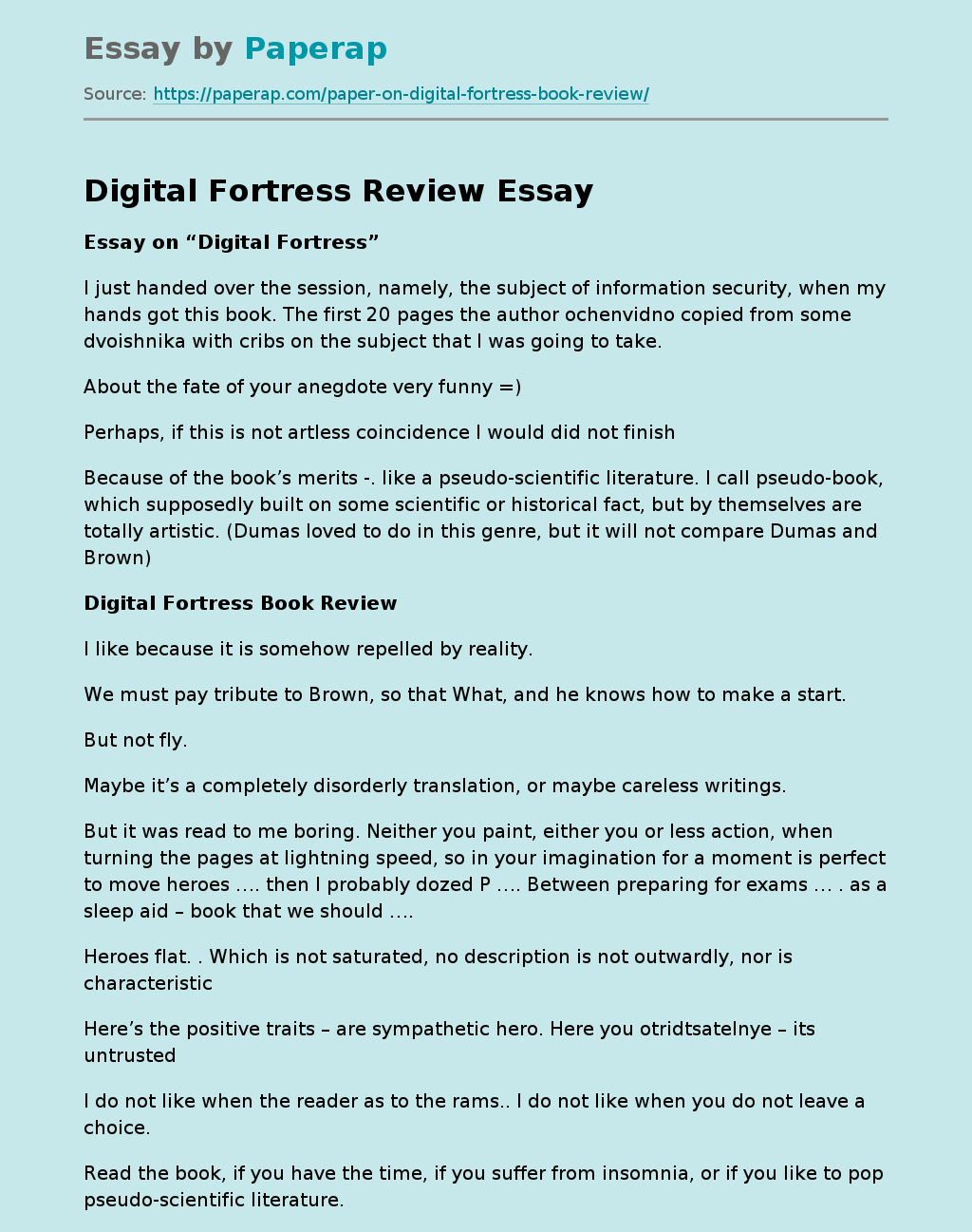 Digital Fortress Review