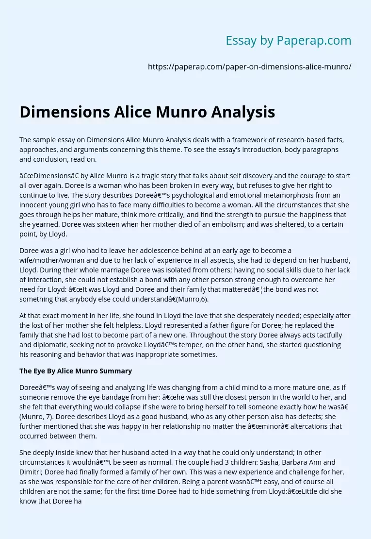 Dimensions Alice Munro Analysis