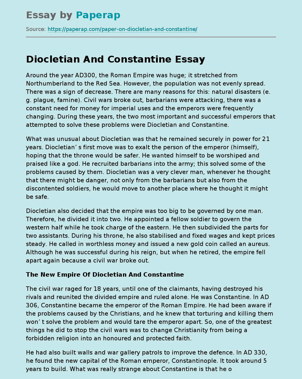 Diocletian And Constantine