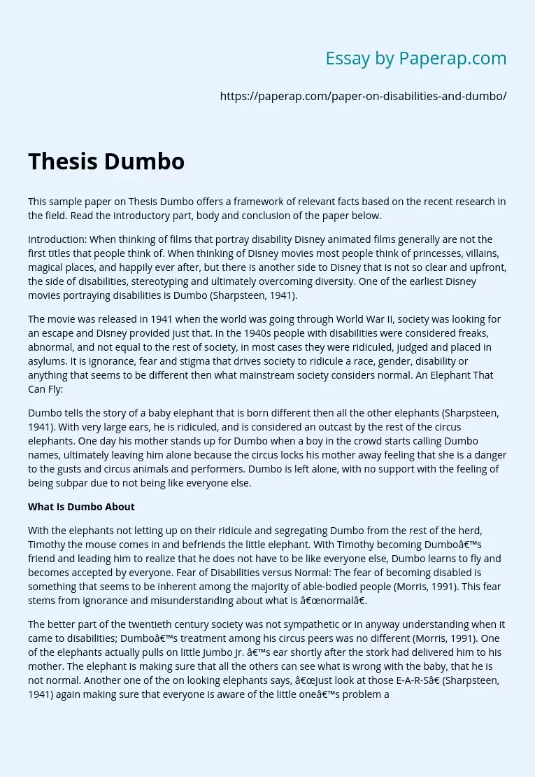 Thesis Dumbo Disney Movie Analysis
