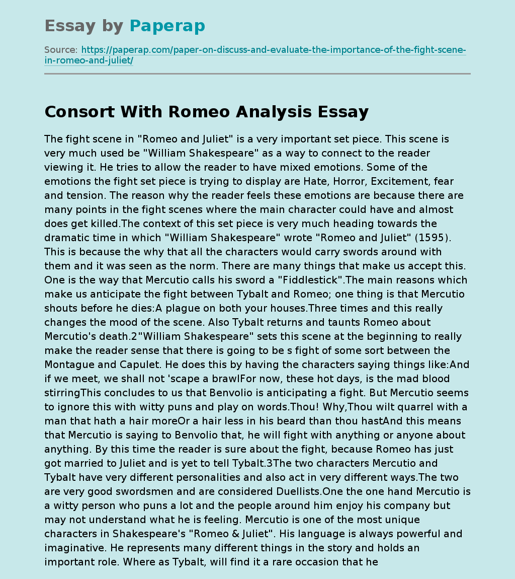 Consort With Romeo Analysis