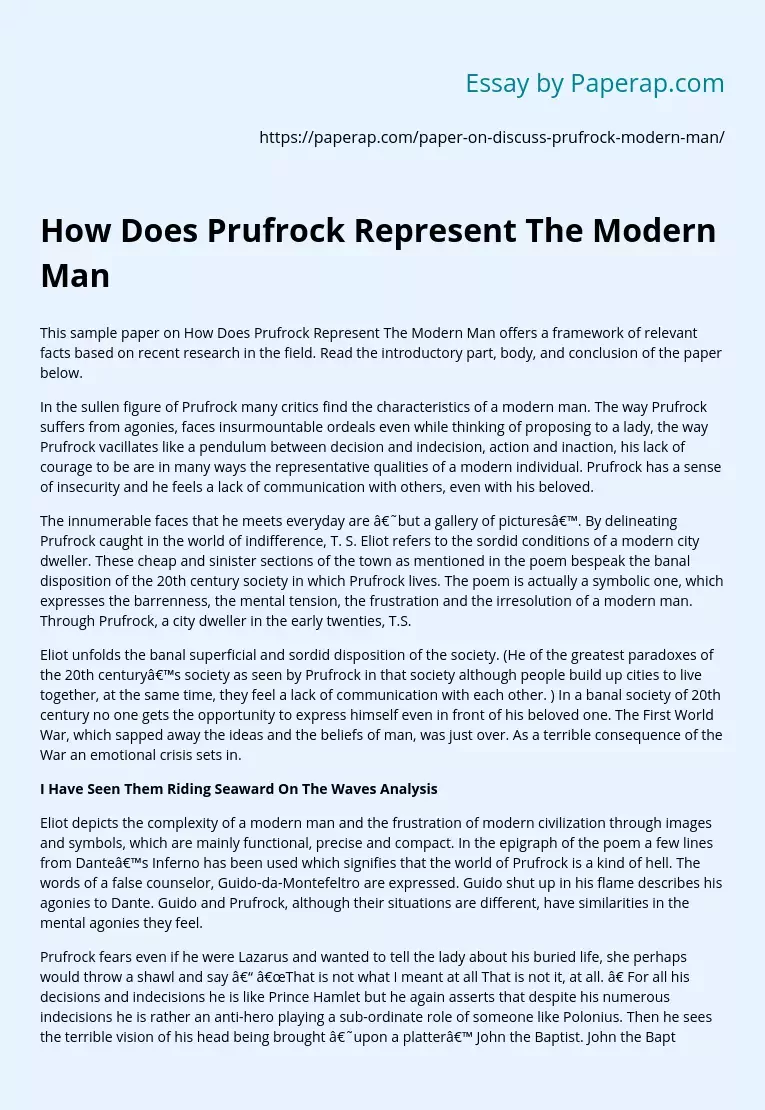 How Does Prufrock Represent The Modern Man?
