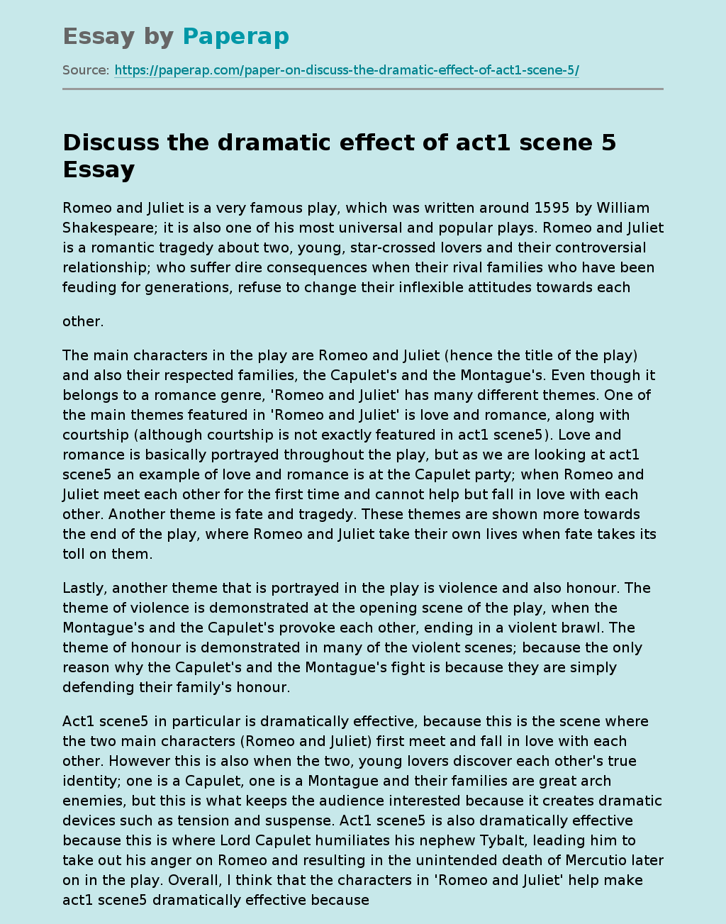 Discuss the dramatic effect of act1 scene 5