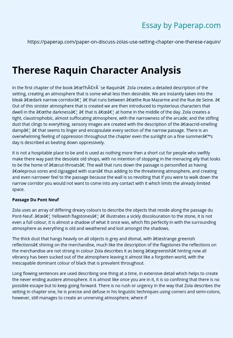 Therese Raquin Character Analysis