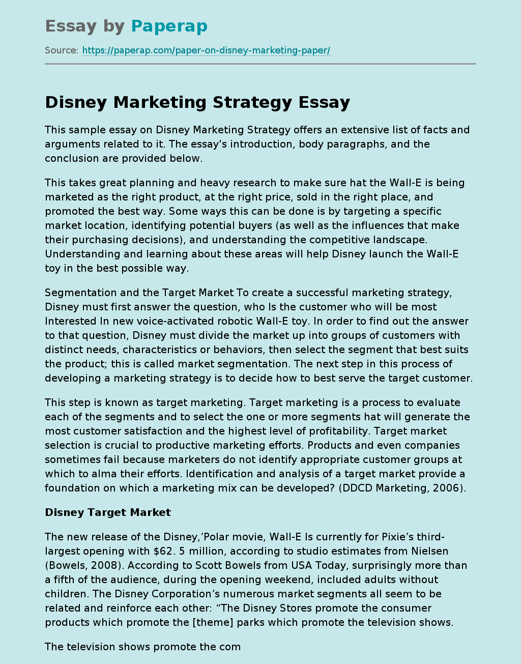 Disney Marketing Strategy