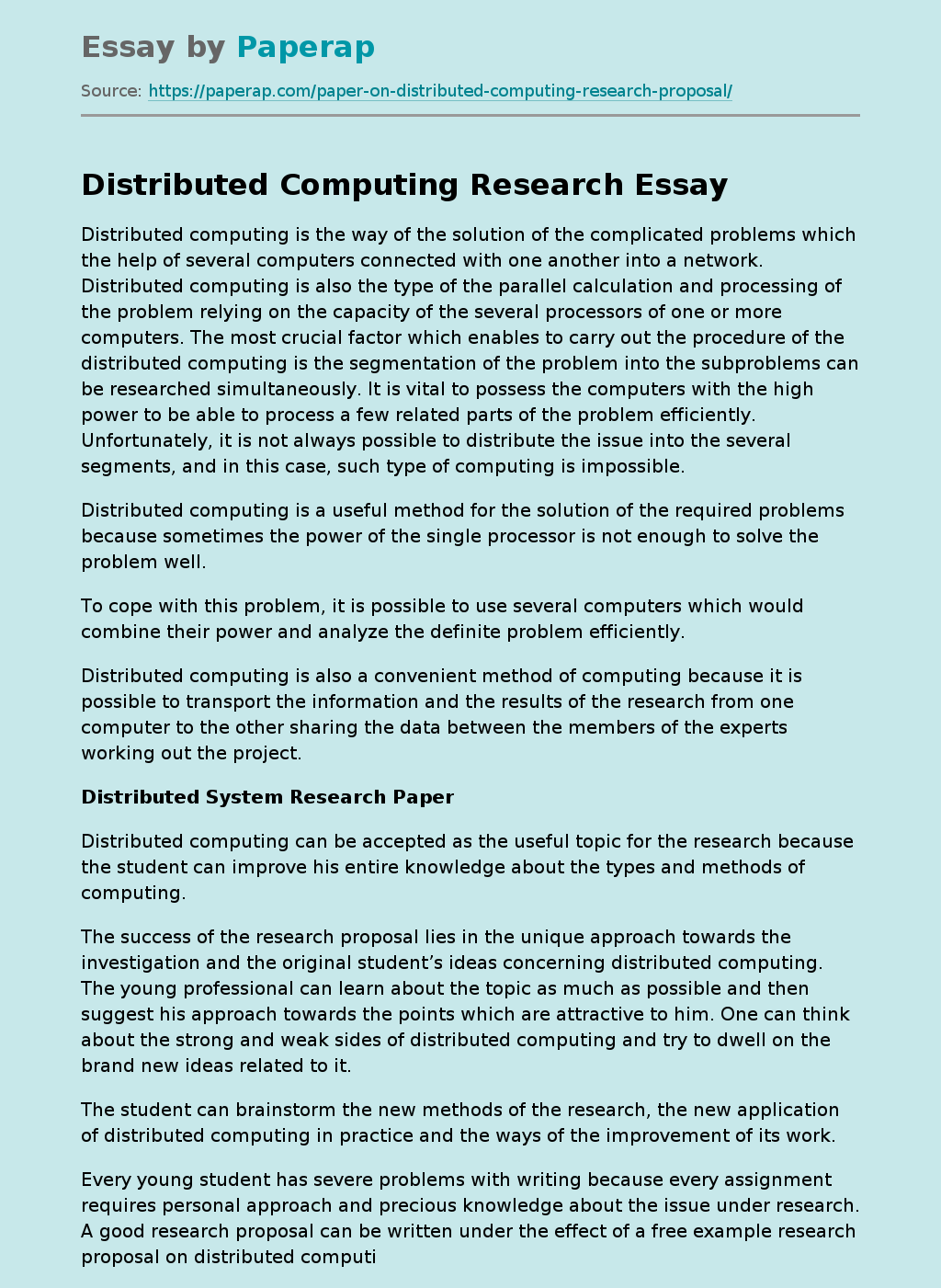 Distributed Computing Research