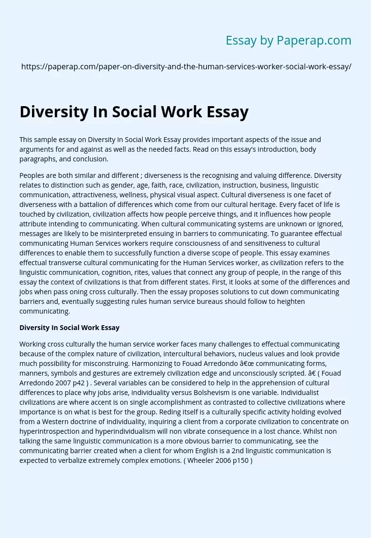 Diversity In Social Work Essay