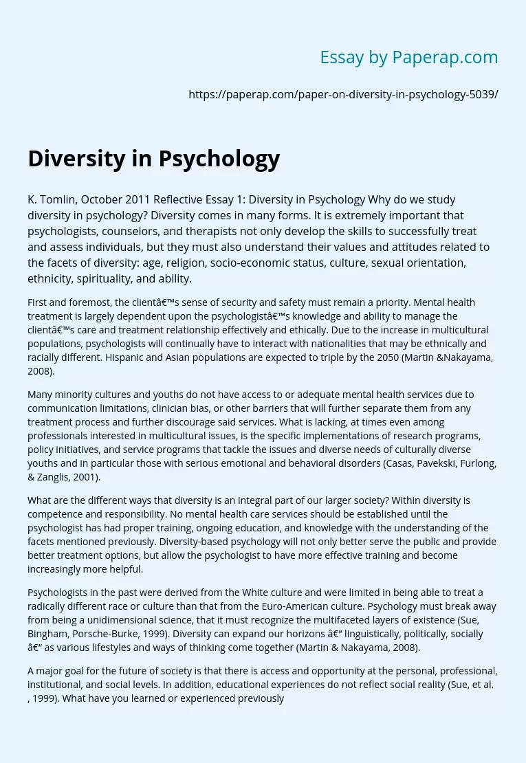 Diversity in Psychology