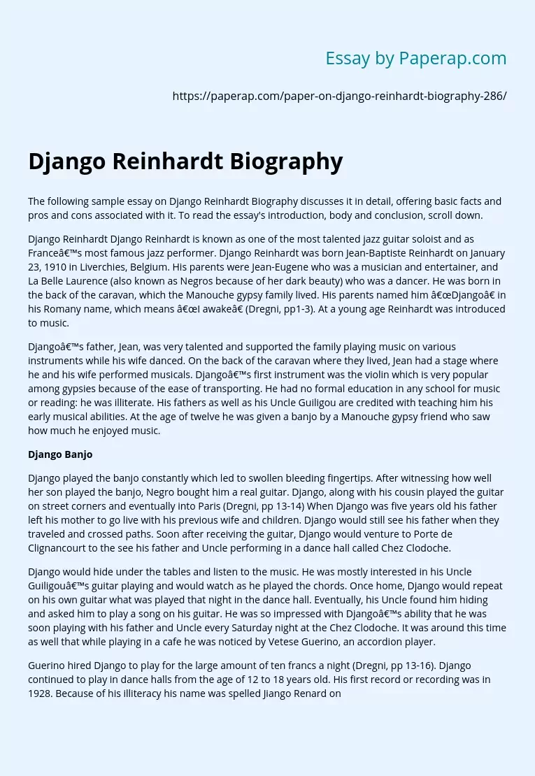 Django Reinhardt Biography