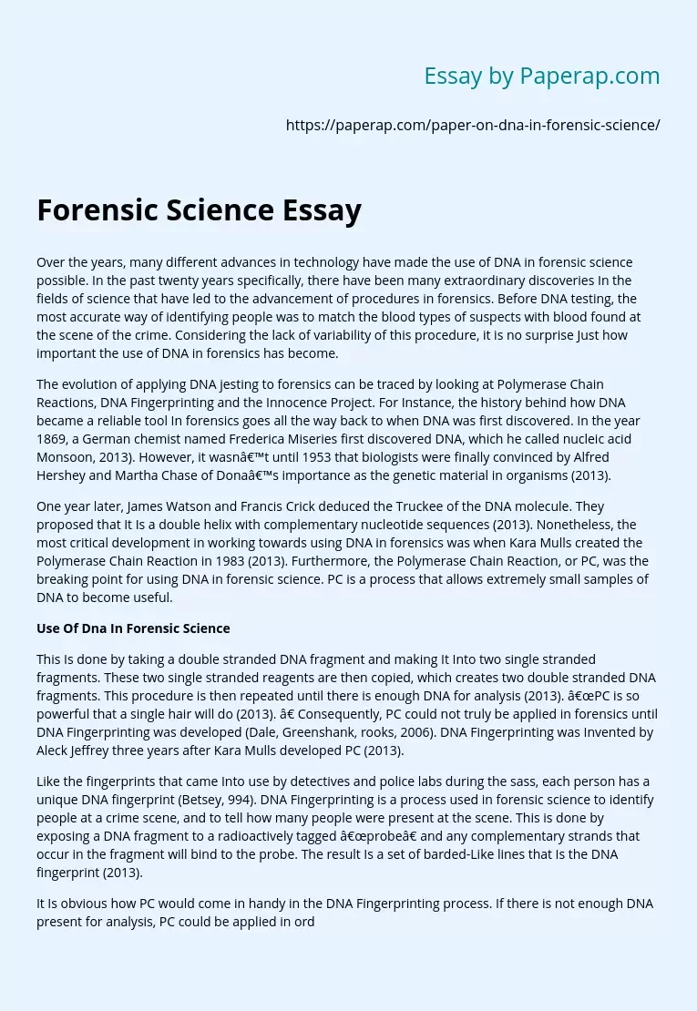 Forensic Science Essay