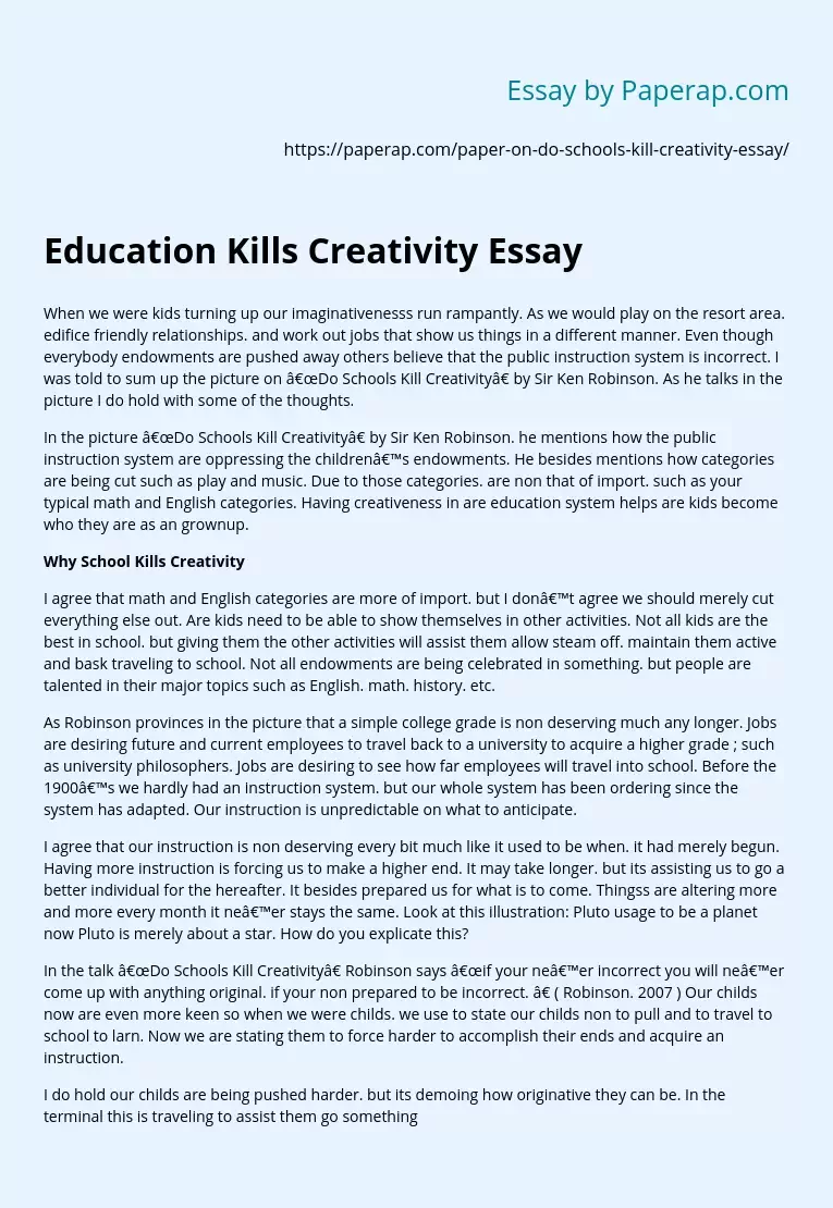 Education Kills Creativity Essay