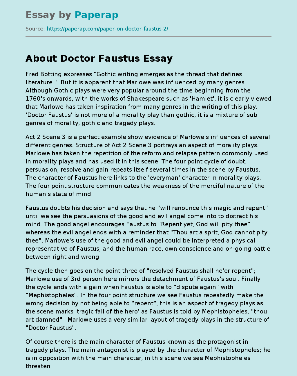About Doctor Faustus