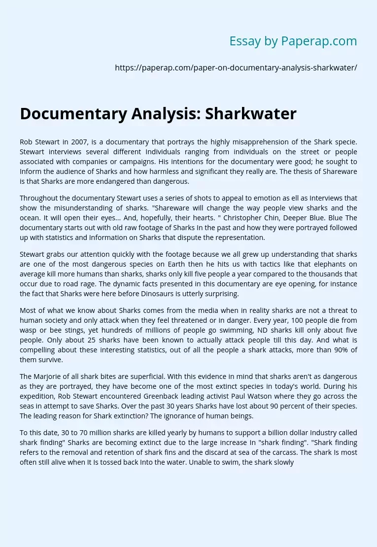 Documentary Analysis: Sharkwater