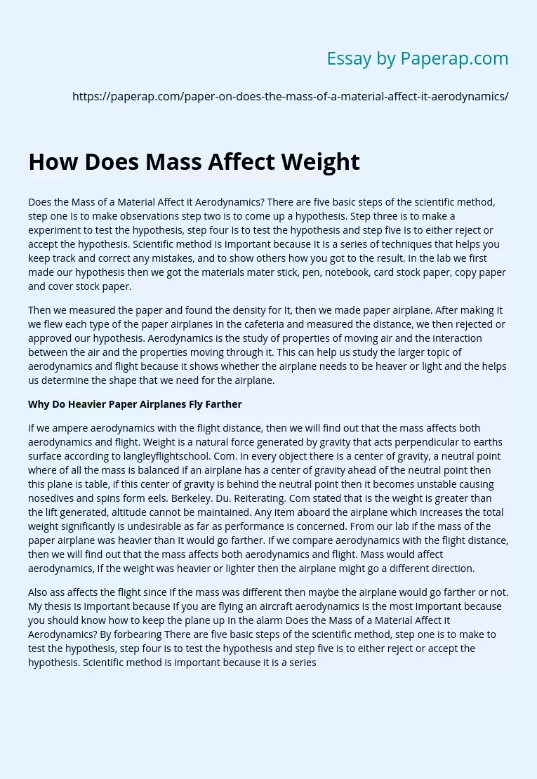 How Does Mass Affect Weight