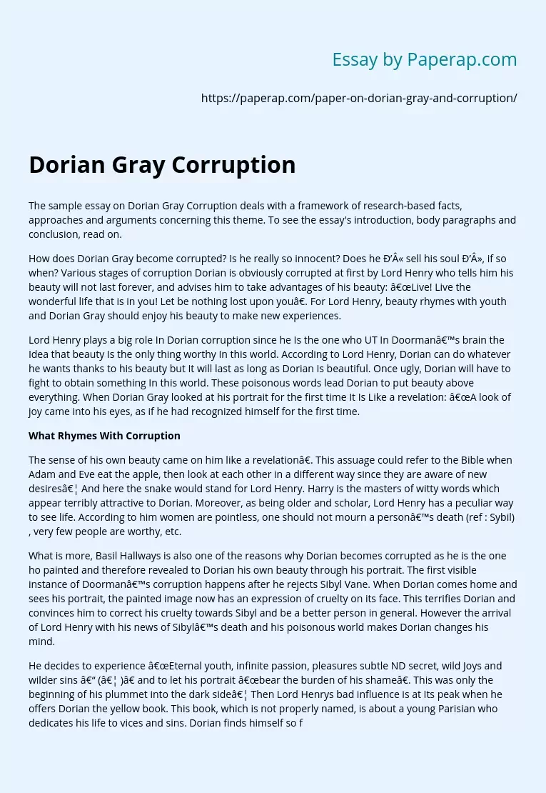Dorian Gray Corruption