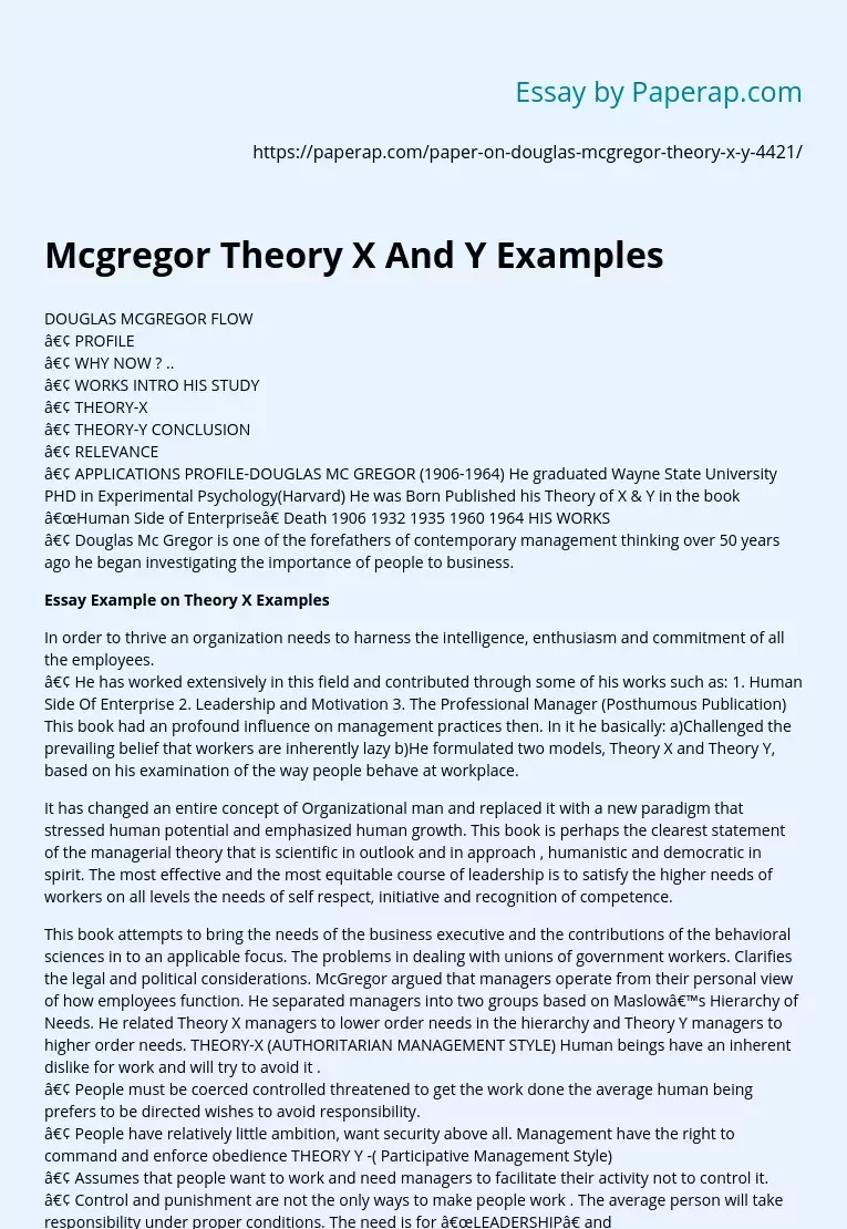 Mcgregor Theory X And Y Examples