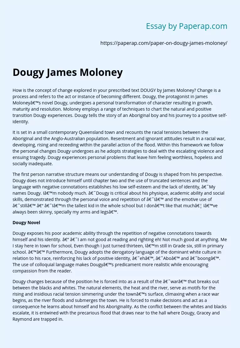 Study of the Concept of Change in the Dougy Text by James Moloney