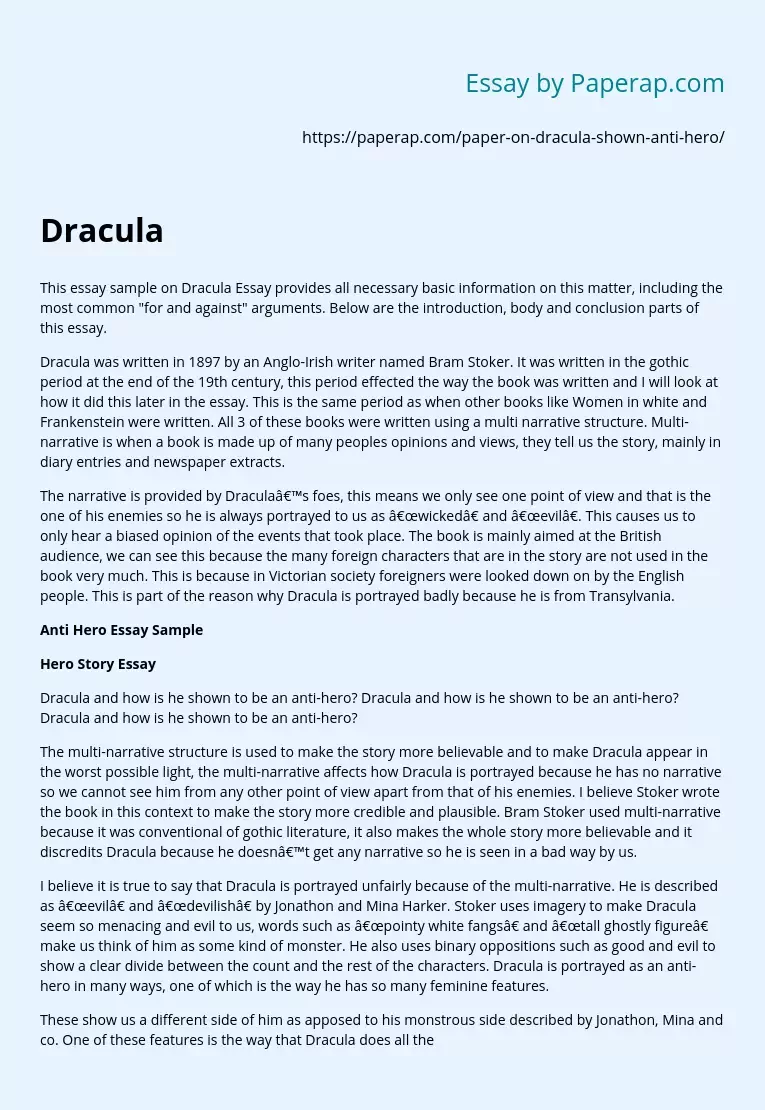 Реферат: Dracula And Evil Essay Research Paper Be