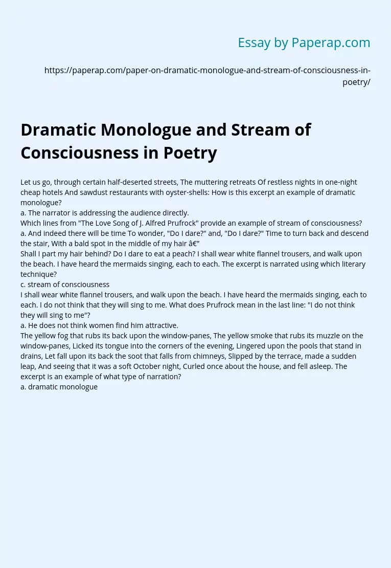 dramatic monologue essay