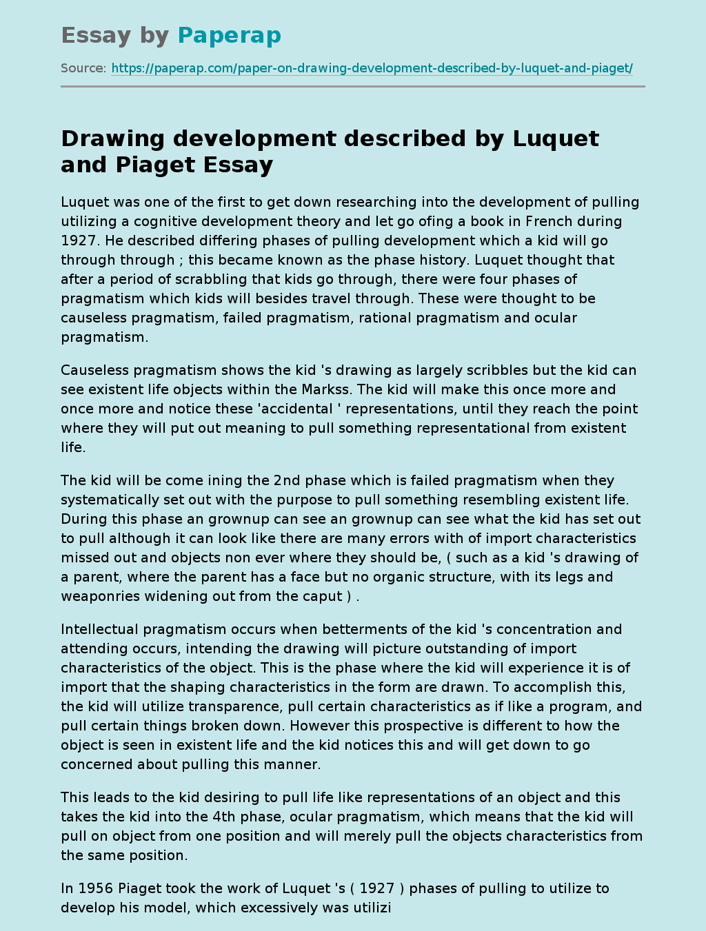 Drawing development described by Luquet and Piaget