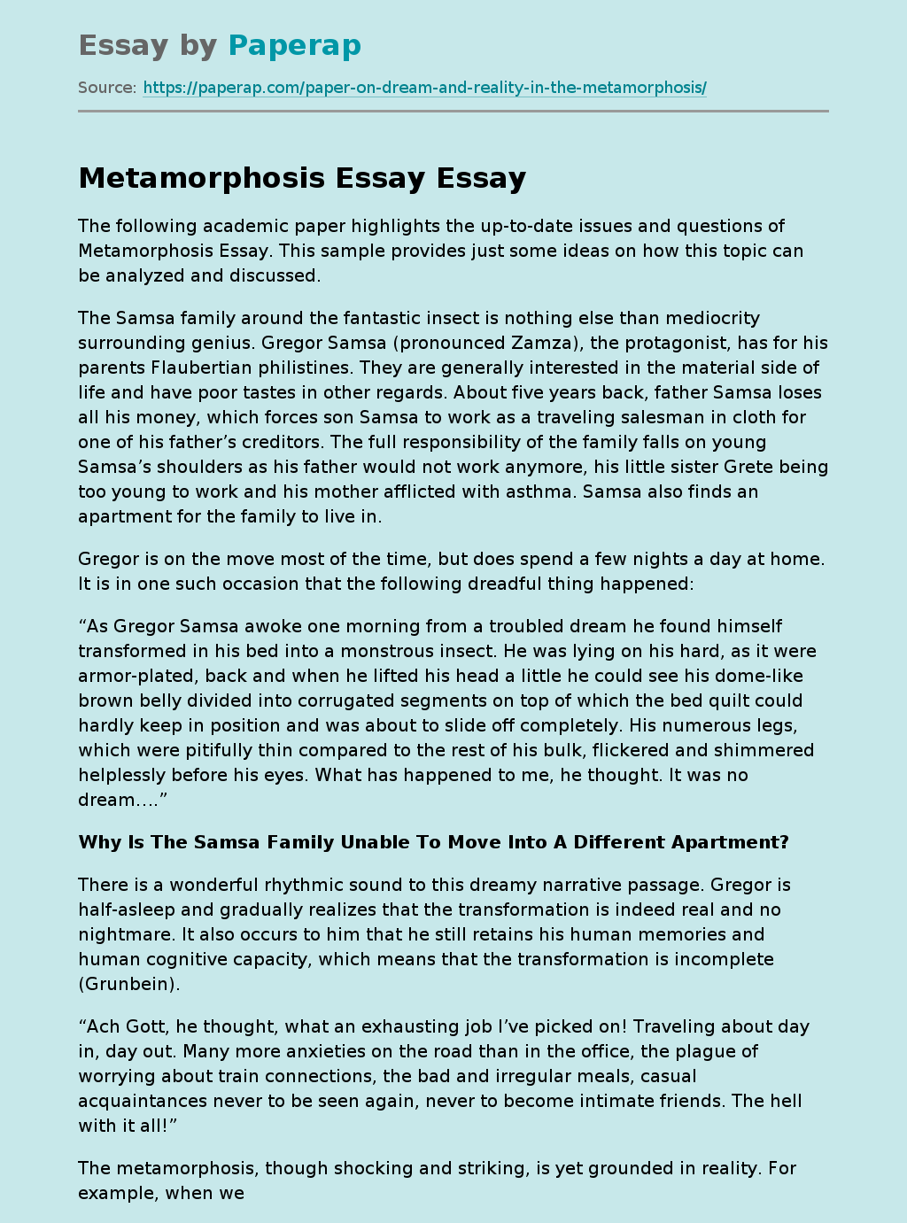 Metamorphosis Essay