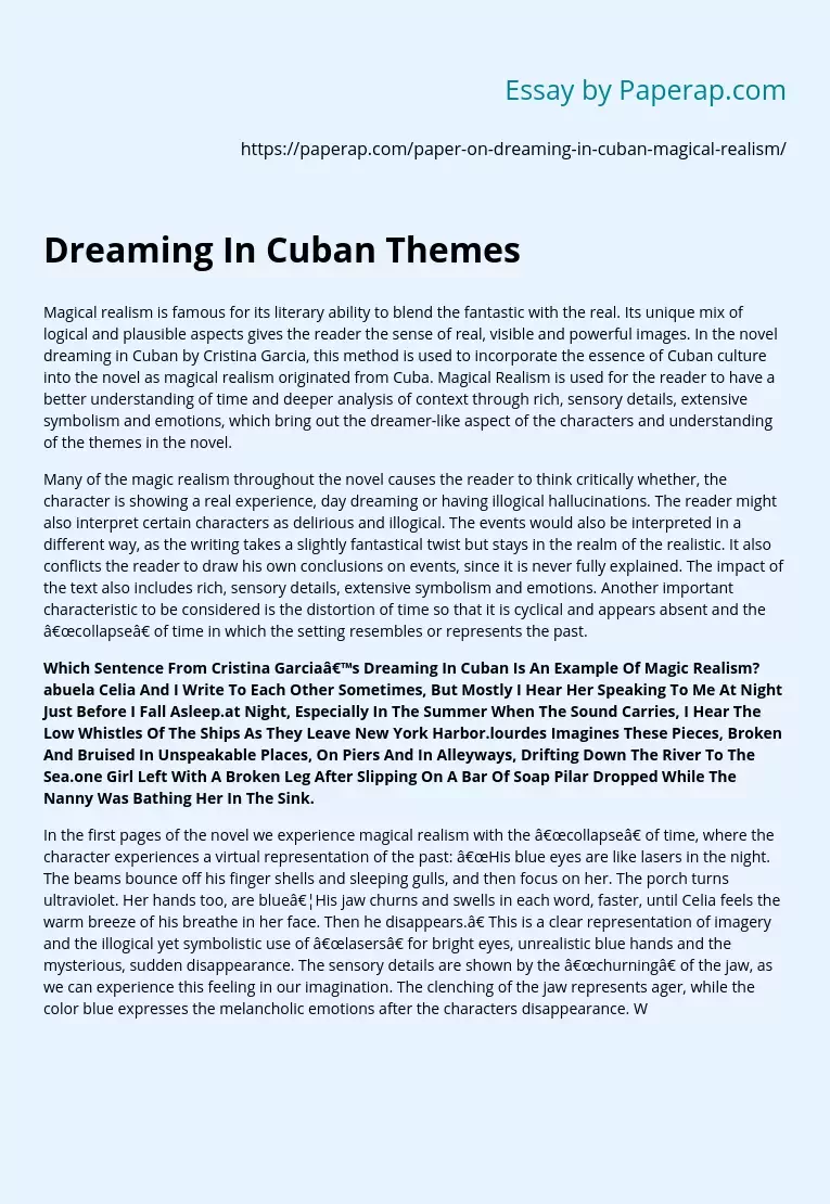 Dreaming In Cuban Themes