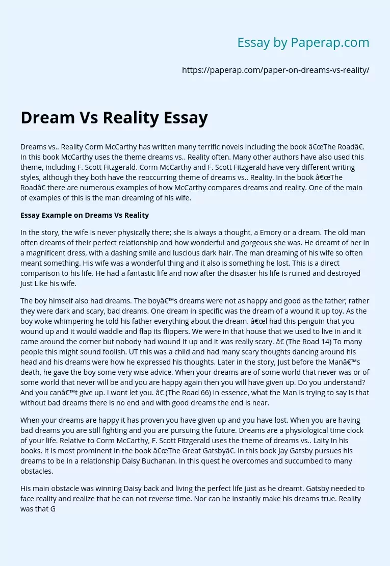 Dream Vs Reality Essay