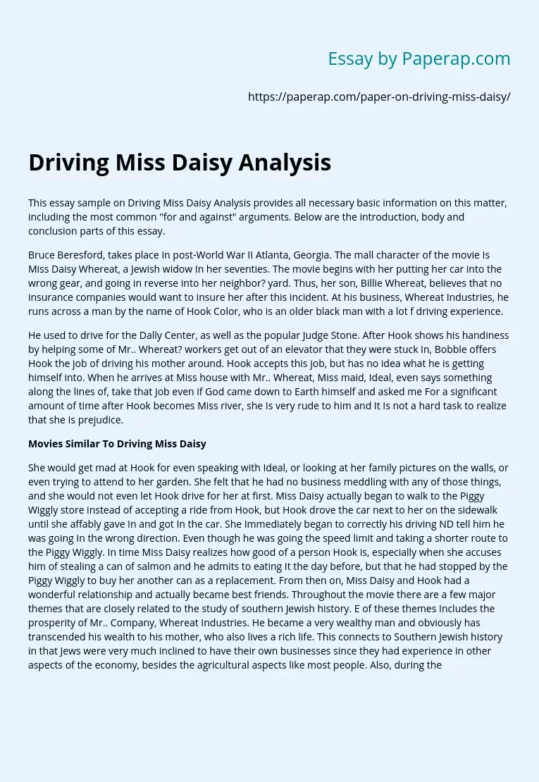 Driving Miss Daisy Analysis