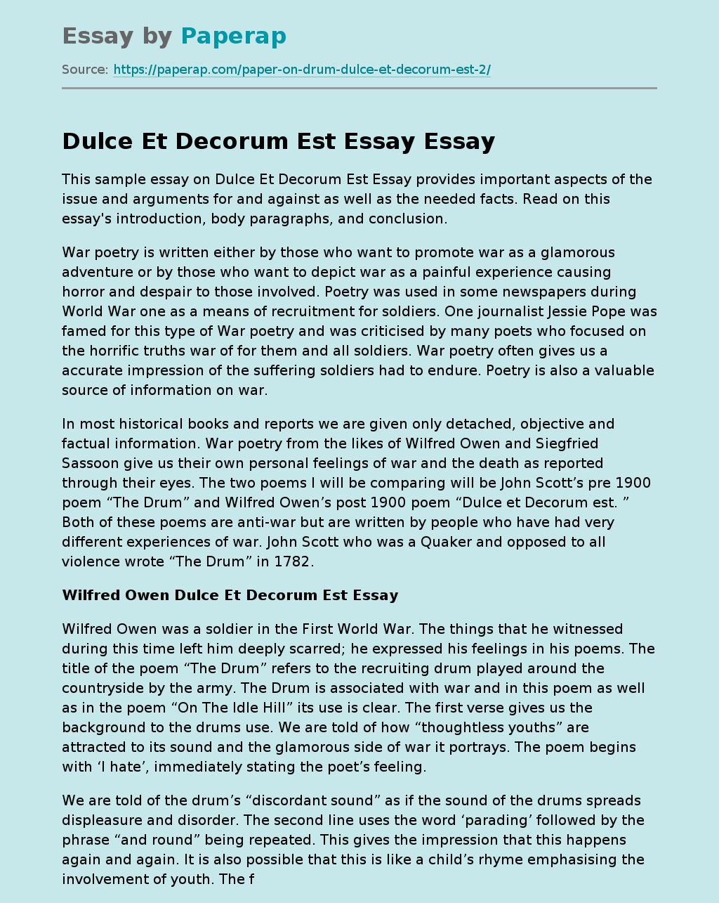Dulce Et Decorum Est Essay