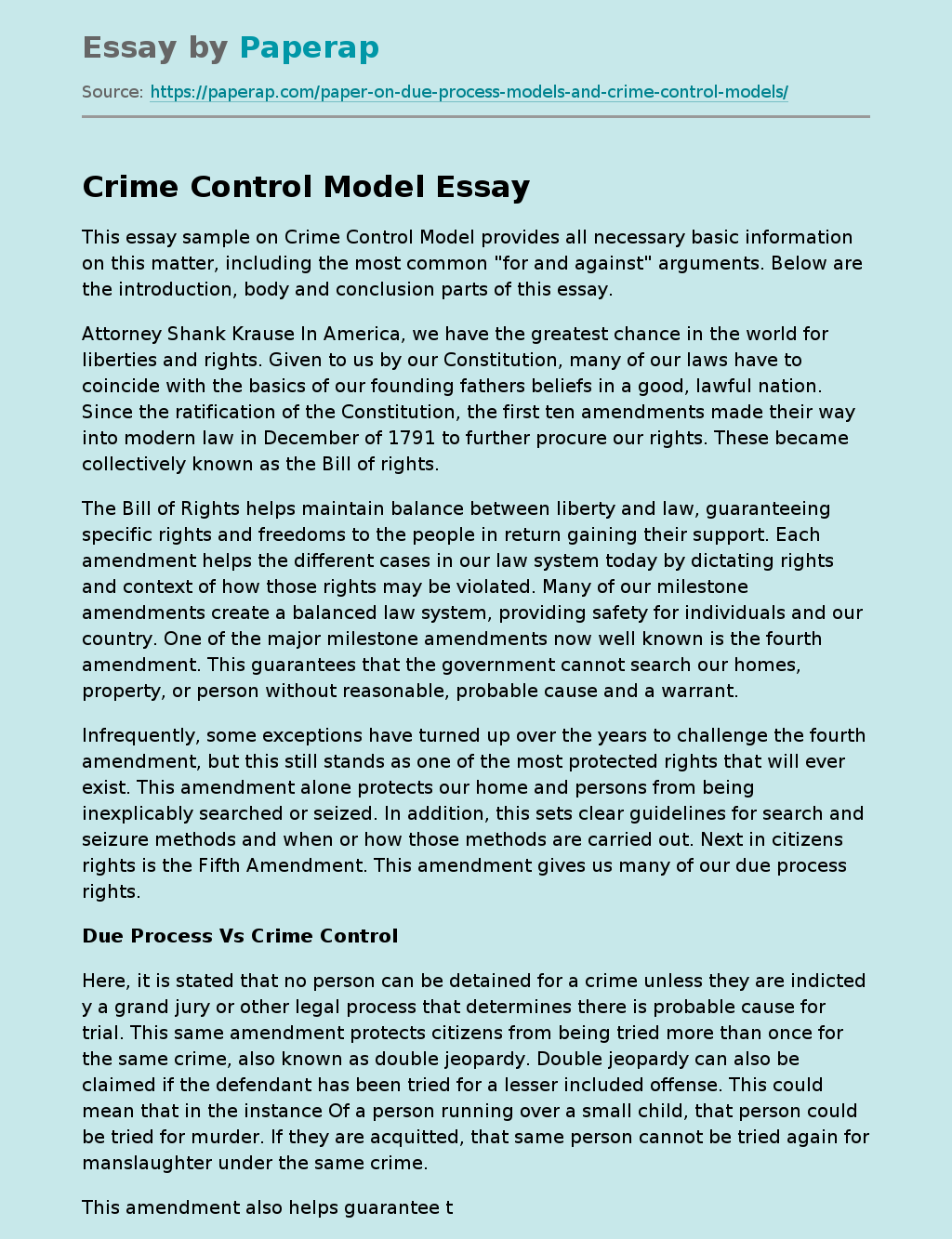 Crime Control Model