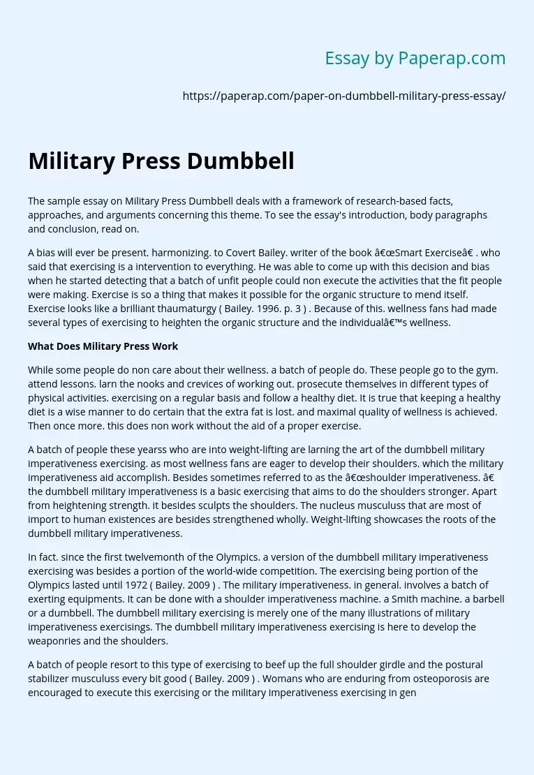 Sample Essay on Military Press Dumbbell